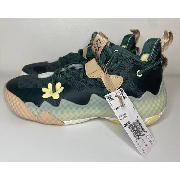 NWT ADIDAS SNEAKERS KIDS 4.5 HARDEN VOL 6 BASKETBALL SHOES GREEN OXIDE GV7058 - Picture 2 of 15